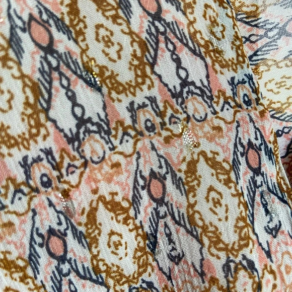 Blue Sol Womens Sleeveless Print Ruffle Top Blouse Neutrals Sz XL - Picture 2 of 9